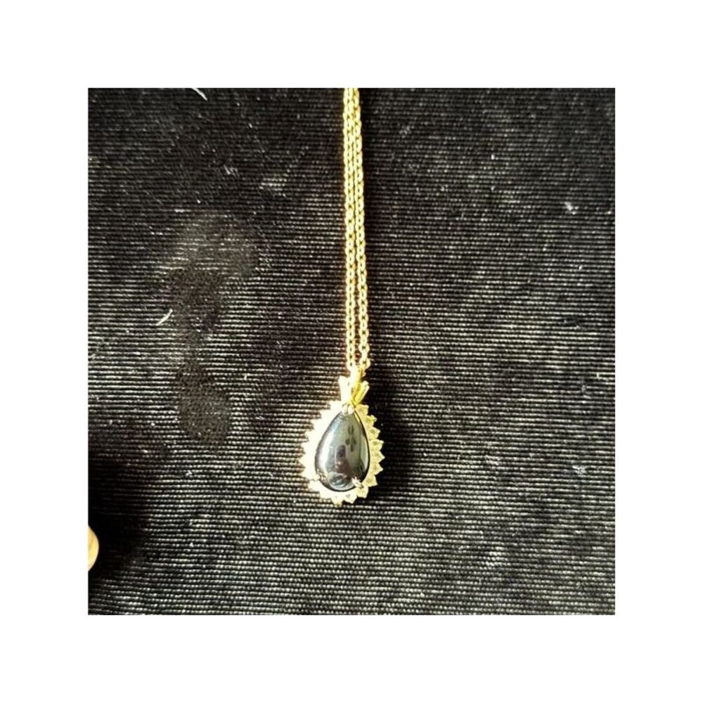 Princess Diana Style Black Teardrop Necklace, 80s